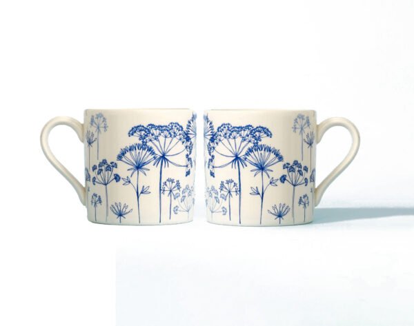 Novotech Print Ceramic Coffee Mug – Blue Botanical Floral Design”
