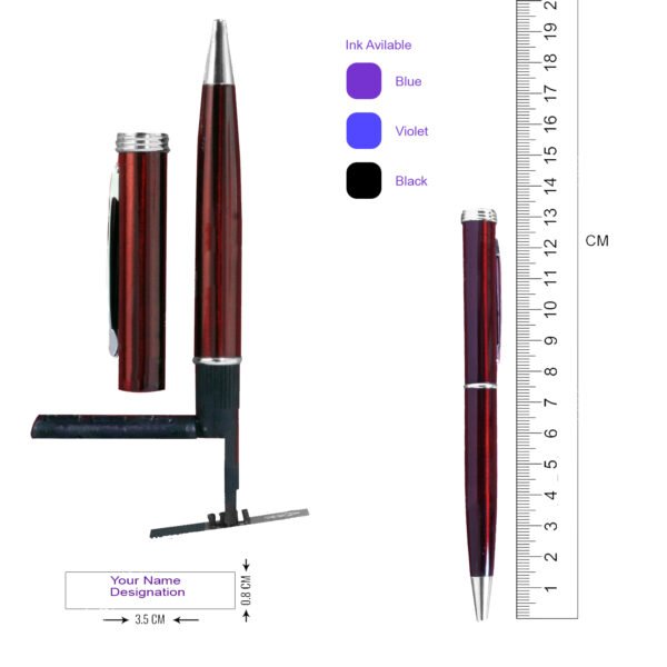 Novotech Print Premium Metal Ball Pen with Custom Name & Designation Engraving give me short description with boxes