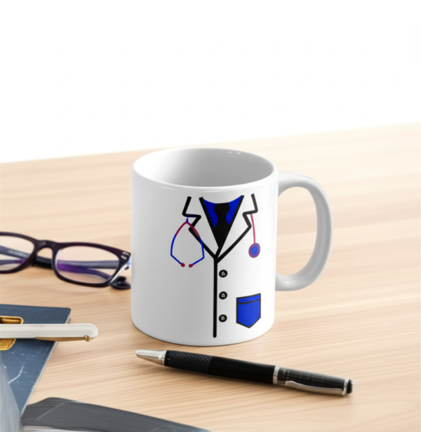 Premium Ceramic Coffee Mug for Doctors | Stylish Doctor Coat & Stethoscope Printed Tea Cup | Microwave & Freezer Safe Gifting Mug for Medical Professionals